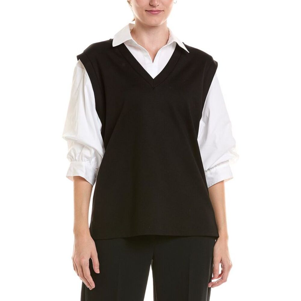 Jones New York Womens Petite Serenity Top, Black